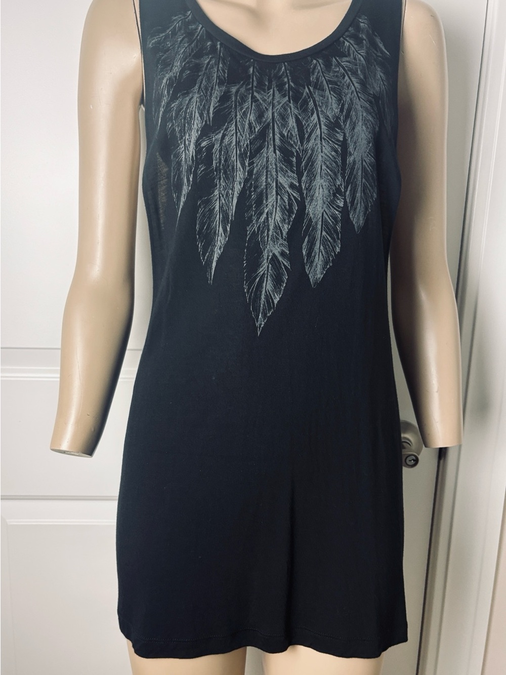 Haute Hippie Black Feather Tunic Tank